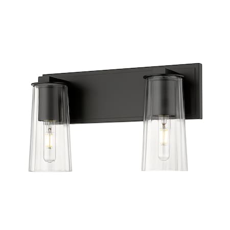 Z-Lite Titus 2 Light Vanity, 16in. W x 9.5in. H, Matte Black 826-2V-MB